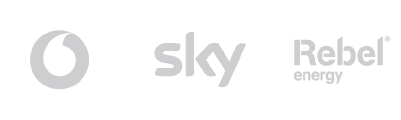Vodafone, Sky and Rebel Energy logo